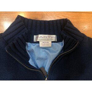 Martin 100% Italian Merino Performance 1/4 Zip Mock Neck Navy Pullover Size M